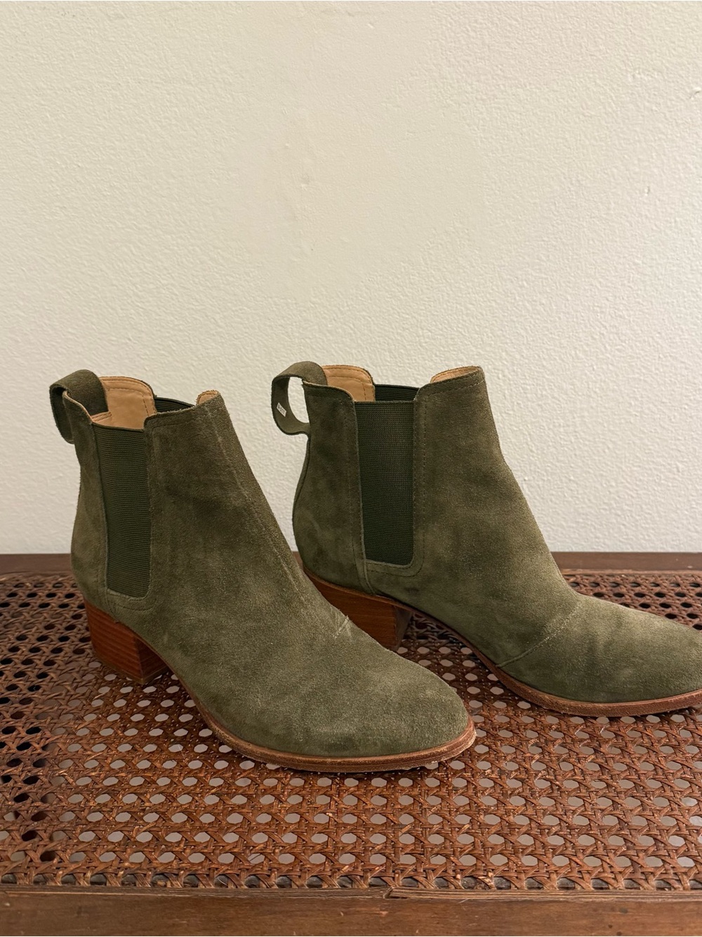rag & bone Olive Green Suede Chelsea Booties